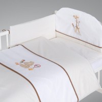 set lenjerie brodata 5 piese Giraffe ecru