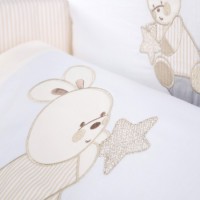 set lenjerie brodata 5 piese Star Journey - Iepuras beige