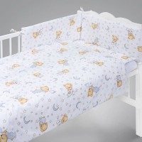 set lenjerie 5 piese Teddy Moon - blue/white