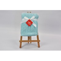 patura tricotata chenille 76x102 cm - blue