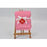 patura tricotata chenille 76x102 cm - pink