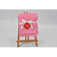 patura tricotata chenille 76x102 cm - pink