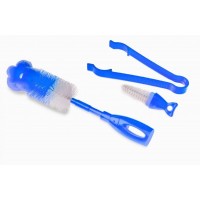 Set 3 in 1 Perie pentru biberoane tetine si cleste prindere 1485 albastru