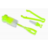 Set 3 in 1 Perie pentru biberoane tetine si cleste prindere 1485 verde