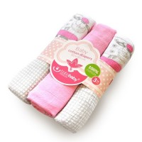 set 3 scutece textile 80x80 cm - oite roz